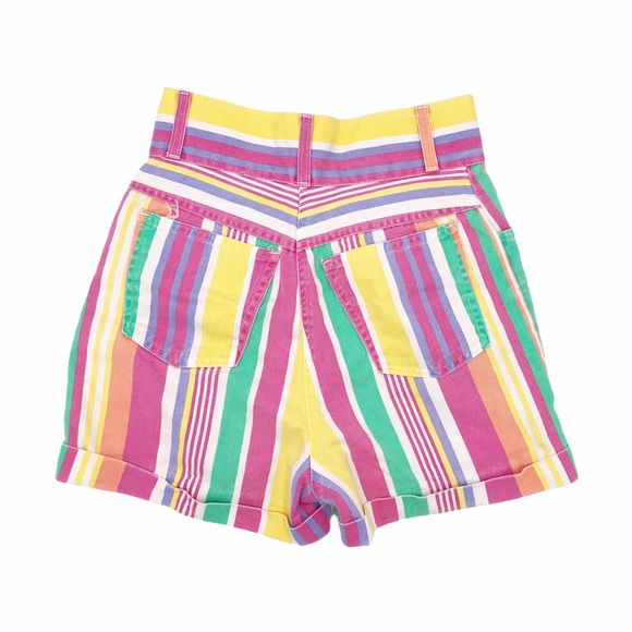 8s90s Rainbow Striped High Rise Shorts 